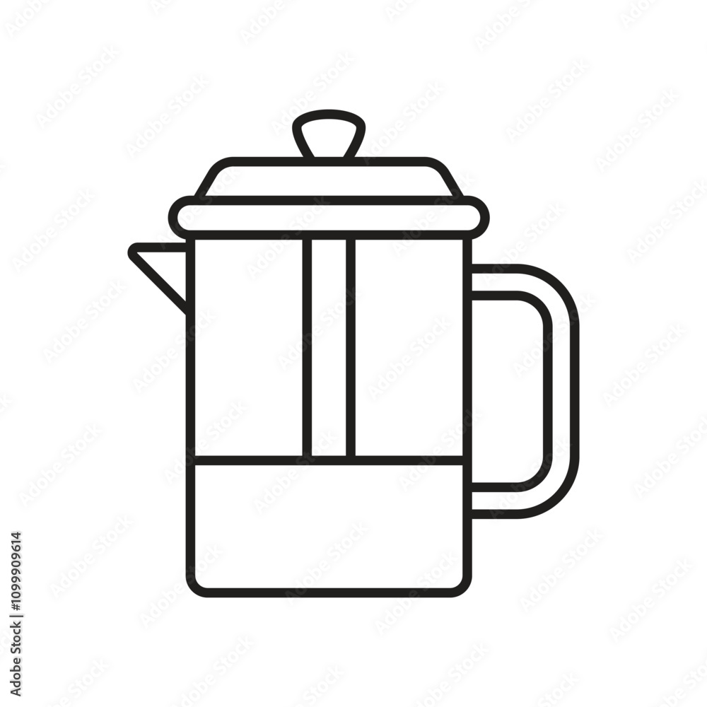 Obraz premium french press line icon with white background vector stock illustration