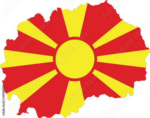 North Macedonia Flag in Map, North Macedonia Map with Flag, Map of North Macedonia, Map with Flag, Nation Flag North Macedonia