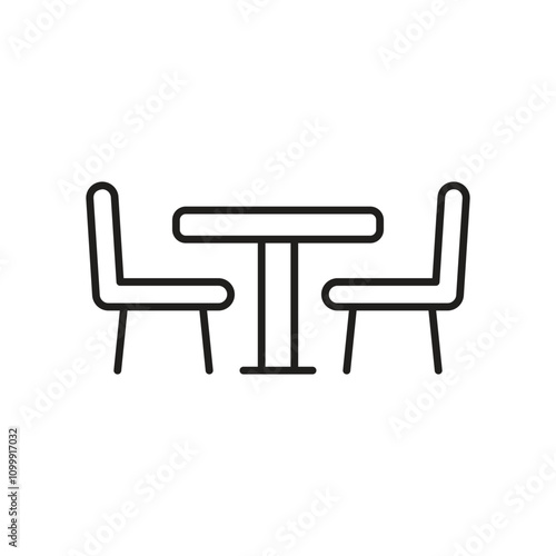 caf� table line icon with white background vector stock illustration