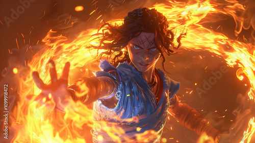 Wallpaper Mural Fiery Warrior 3D Illustration Torontodigital.ca