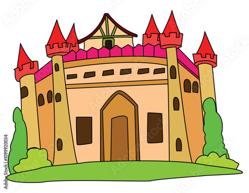 Royal Castle Cartoon Colored Clipart Illustration