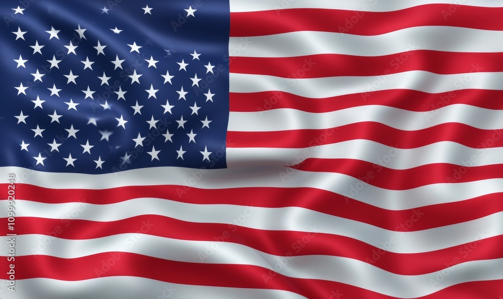 Fototapeta premium Close up studio shot of United States flag in high definition detail, USA