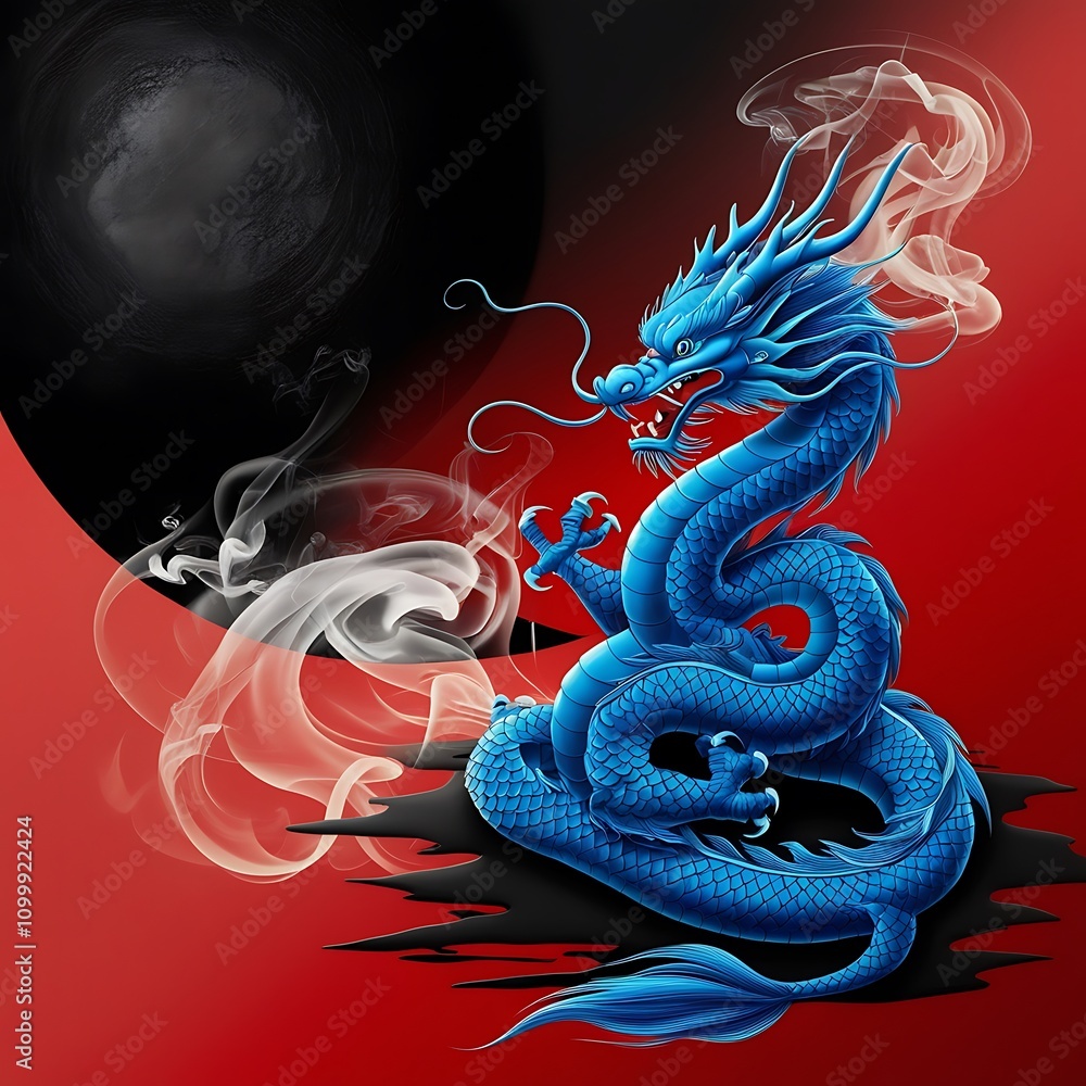 Obraz premium Azure Dragon: A Mythical Creature of Power and Wisdom