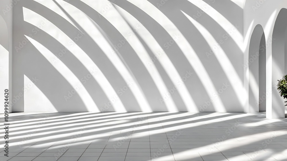Fototapeta premium Architectural White Structure with Abstract Shadows Creating a Minimalist,Contemporary Design