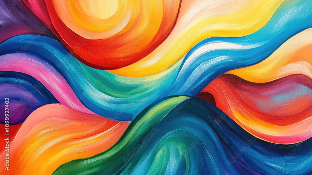 Fototapeta premium Colorful Abstract Waves in Vibrant Swirls and Fluid Formations
