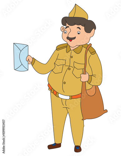 Cute postman delivering letters vector
