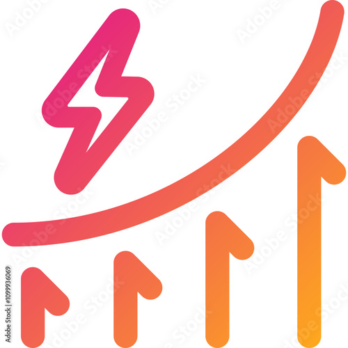 Growth trend with lightning symbol representing energy and innovation in a modern business context