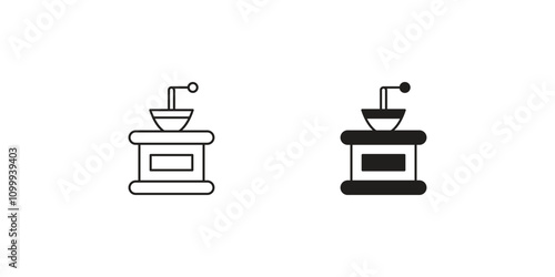 coffee grinder set icon with white background vector stock illustration