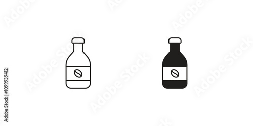 cold brew bottle set icon with white background vector stock illustration
