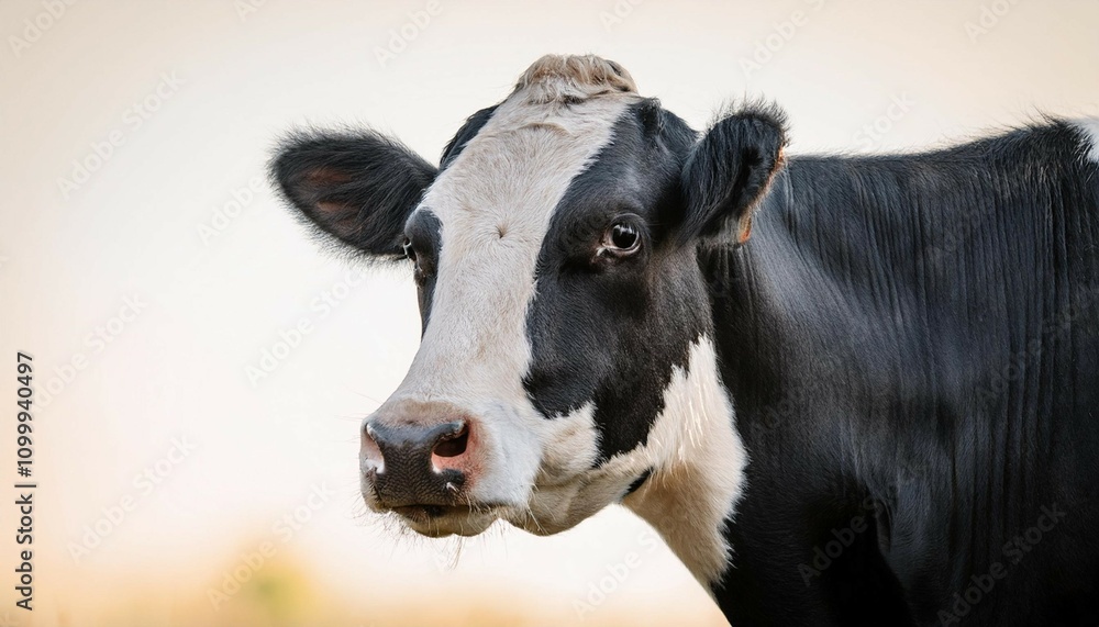 close up portrait of a black and white cow close up portrait of a black and white cow