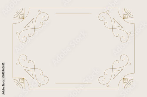 Vintage deco frame and border. Abstract decoration for horizontal design