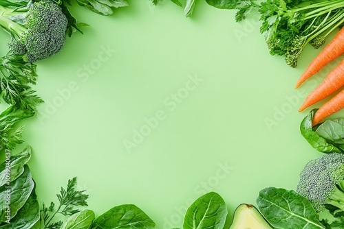 Fresh carrots, broccoli, and parsley arranged on a light background, symbolizing organic produce. photo