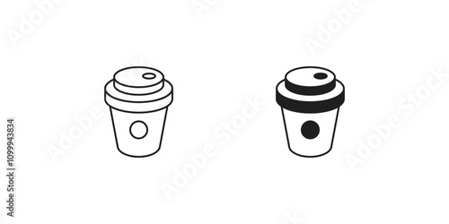 reusable coffee cup set icon with white background vector stock illustration