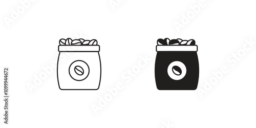coffee bean bag set icon with white background vector stock illustration
