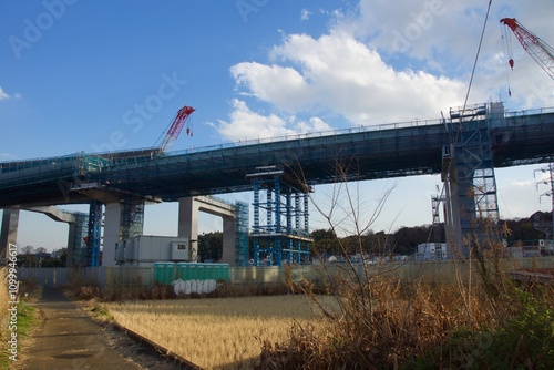 横浜市栄区 田谷の景色 横浜湘南道路田谷線 高速道路工事 