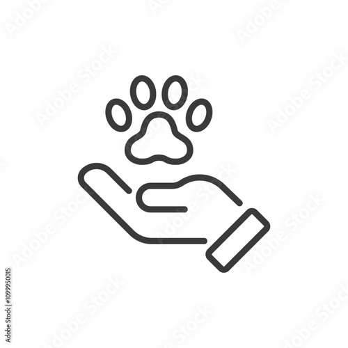 Pet care, icon in line design. Pet, care, animal, grooming, health, love, dog on white background vector. Pet care editable stroke icon
