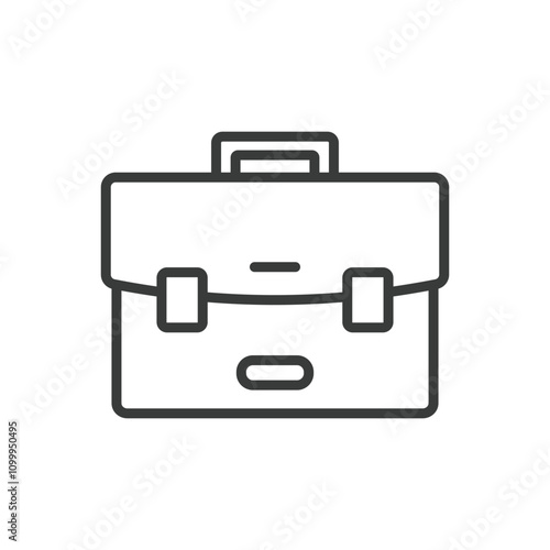 Leather briefcase, icon in line design. Leather, briefcase, business, professional, bag, office, accessories on white background vector. Leather briefcase editable stroke icon