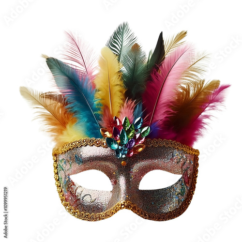  Colorful Feathered Mask with Sparkling Gems