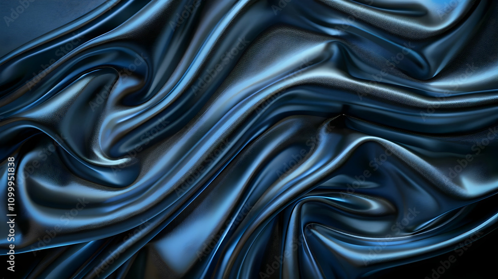 Fototapeta premium Dark Blue Abstract 3D Silk Drape Background