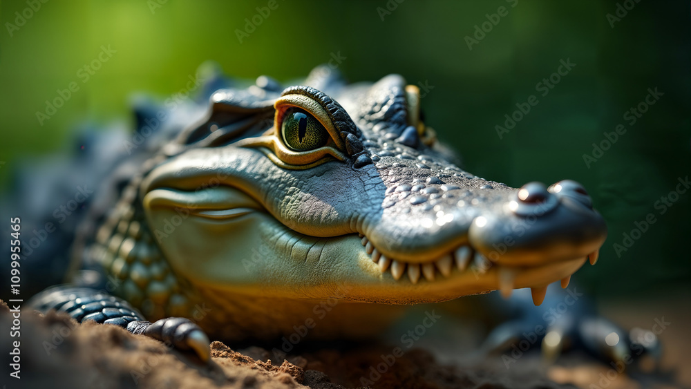 Fototapeta premium Close-Up of a Crocodile in Its Natural Habitat