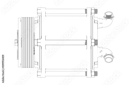 Car AC compressor isolated on white background