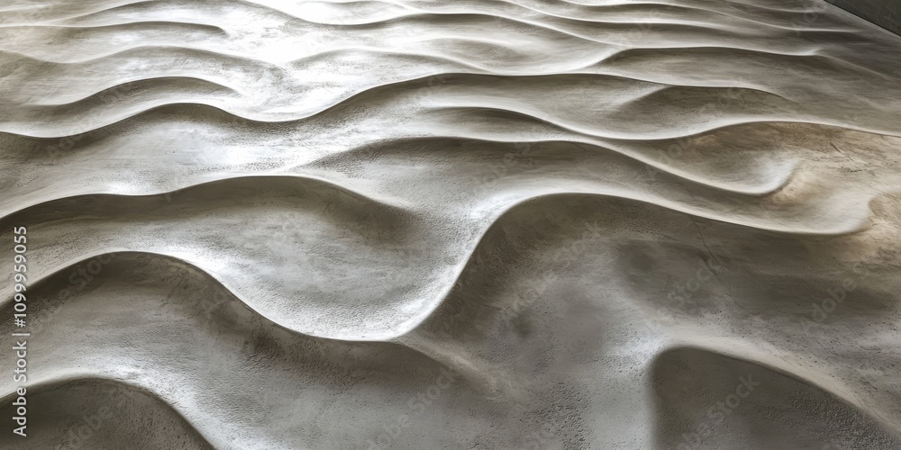 Fototapeta premium Wavy texture on a cement floor creates a unique backdrop, perfect for various artistic and design purposes. This cement floor with wave texture offers intriguing visual possibilities and versatility.