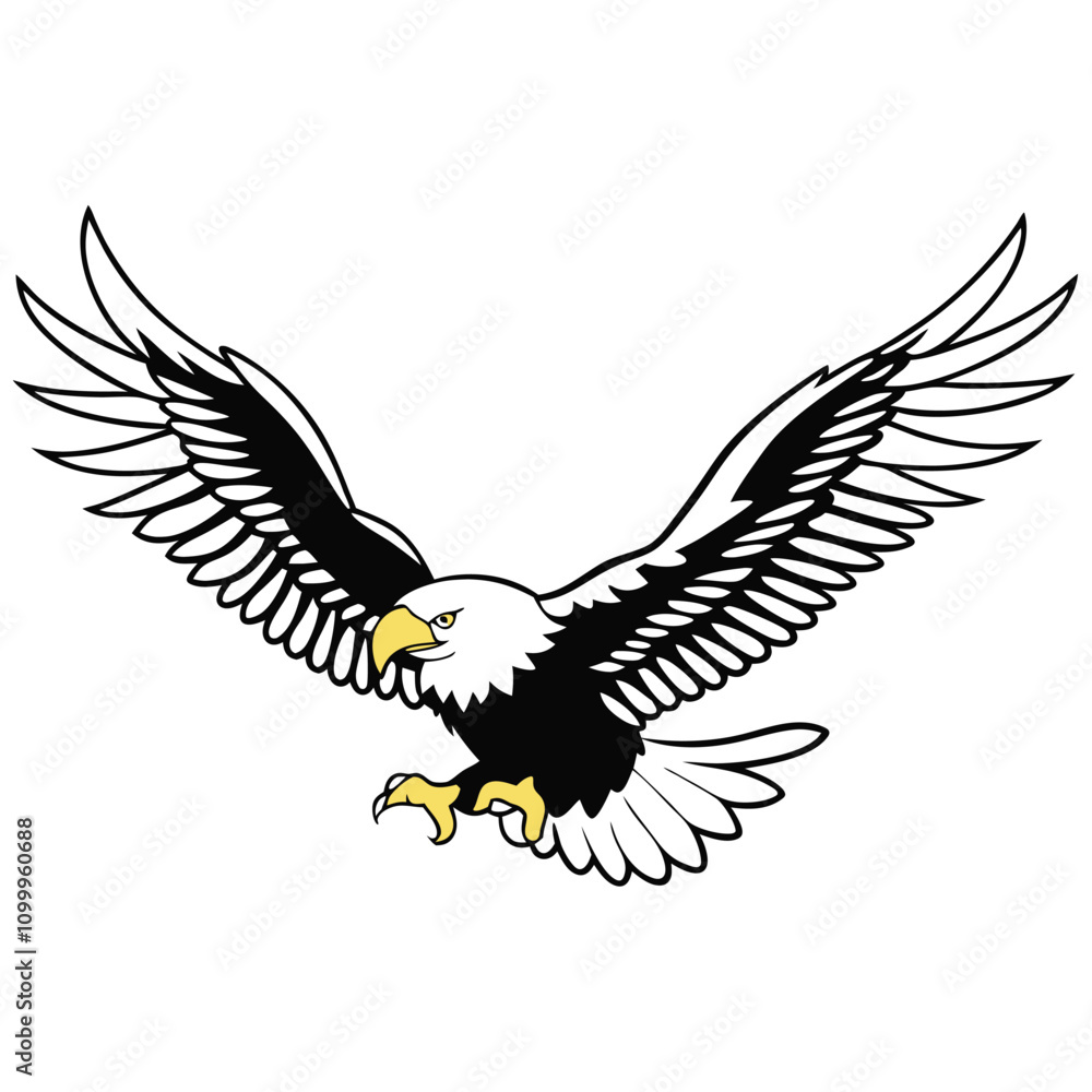 Fototapeta premium Majestic Bald Eagle Logo with Outstretched Wings – Vector Illustration