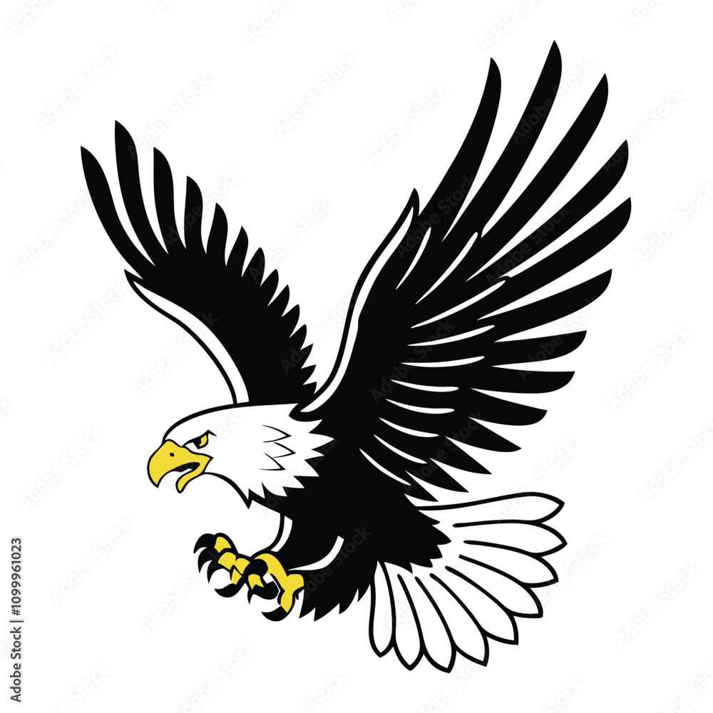 Fototapeta premium Majestic Bald Eagle Logo with Outstretched Wings – Vector Illustration