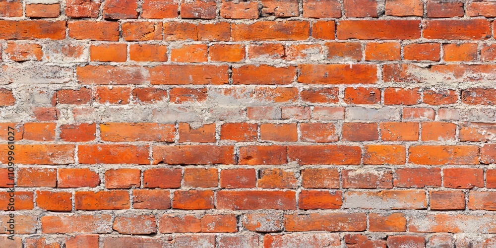 Naklejka premium Red brick wall serves as an ideal background material, showcasing the unique texture and warmth of red brick wall design, perfect for various creative projects and compositions.