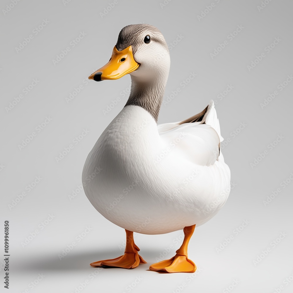 Fototapeta premium Full-body duck showcasing vibrant colors and realistic texture in a natural pose