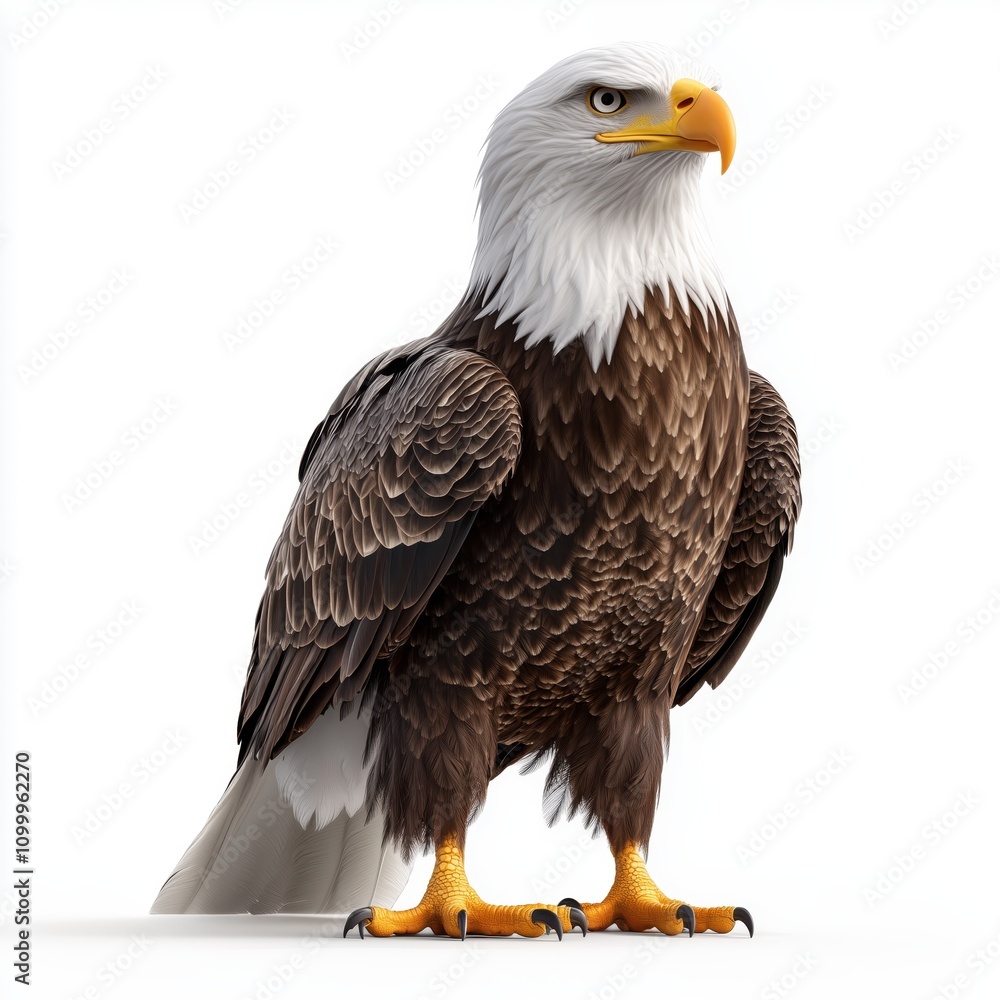 Obraz premium Majestic eagle perched gracefully with folded wings showcasing intricate feather details