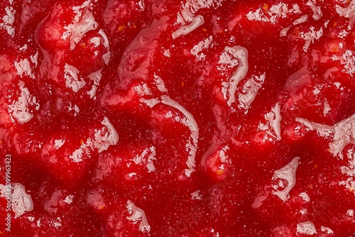 Smooth and Glossy Red Fruit Coulis, Capturing Vibrant Color and Rich Texture. Perfect for Dessert Recipes, Food Styling, or Pastry Advertisements.