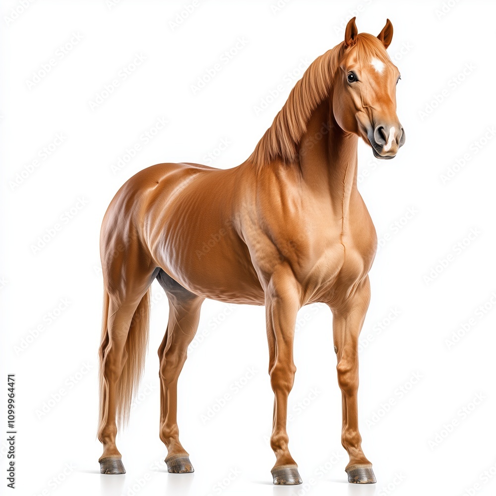 Obraz premium Graceful horse standing elegantly with realistic fur detail on a pristine background