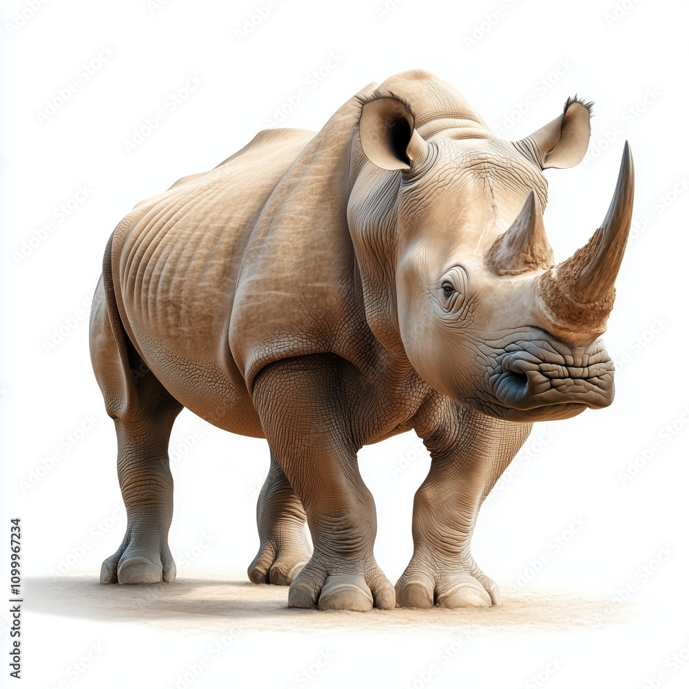 Obraz premium Unique representation of a rhinoceros with exquisite detailing against a plain backdrop