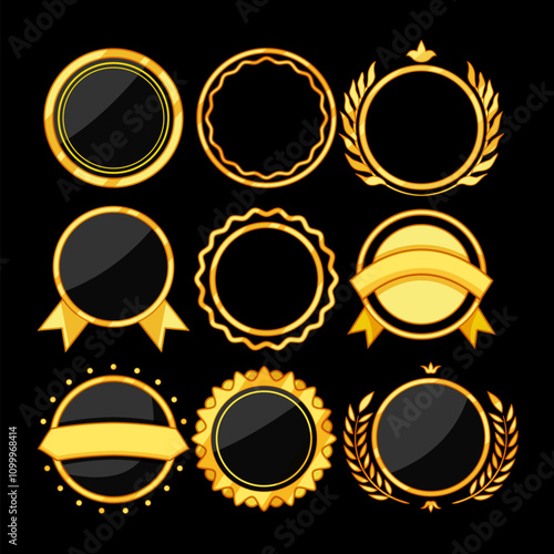 badge golden luxury set cartoon. sophistication exclusivity, elite grandeur, lavish affluent badge golden luxury sign. isolated symbol vector illustration