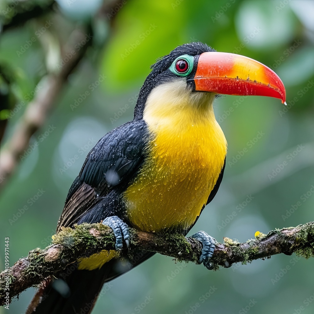 Fototapeta premium Yellow throated Toucan Ramphastos swainsonii
