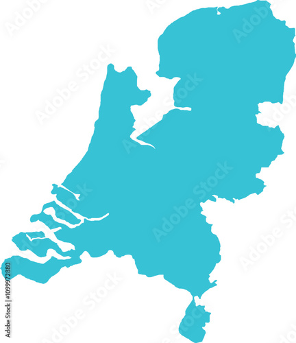 Netherlands MAP in Blue, Country Map, Netherlands, Border Map, Border line of Netherlands, Geographic Map