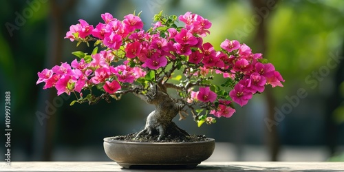 Bougainvillea glabra is widely recognized as the most popular species of bougainvillea for bonsai cultivation, making it a favored choice among bonsai enthusiasts and gardeners alike. photo