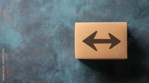 Cardboard Box With Opposite Arrows Indicating Delivery Return