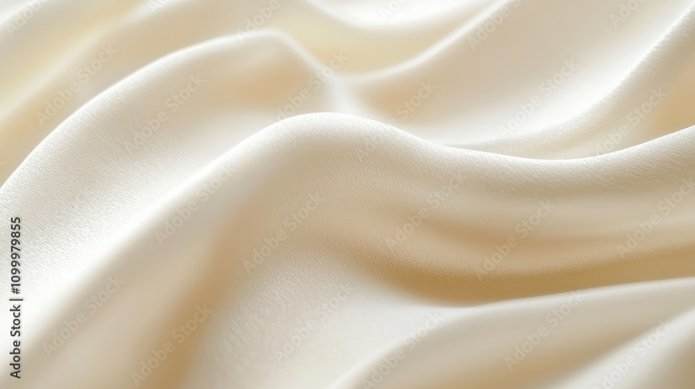 Obraz premium Silky cream fabric texture home decor textile close-up soft and elegant aesthetic appeal luxury concept for interior design