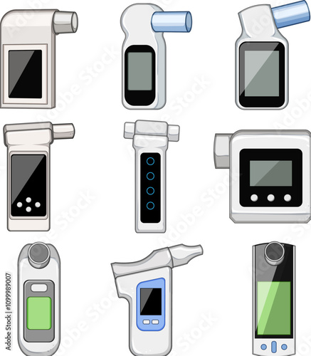 spirometer set cartoon. volume capacity, airflow measurement, respiratory function spirometer sign. isolated symbol vector illustration
