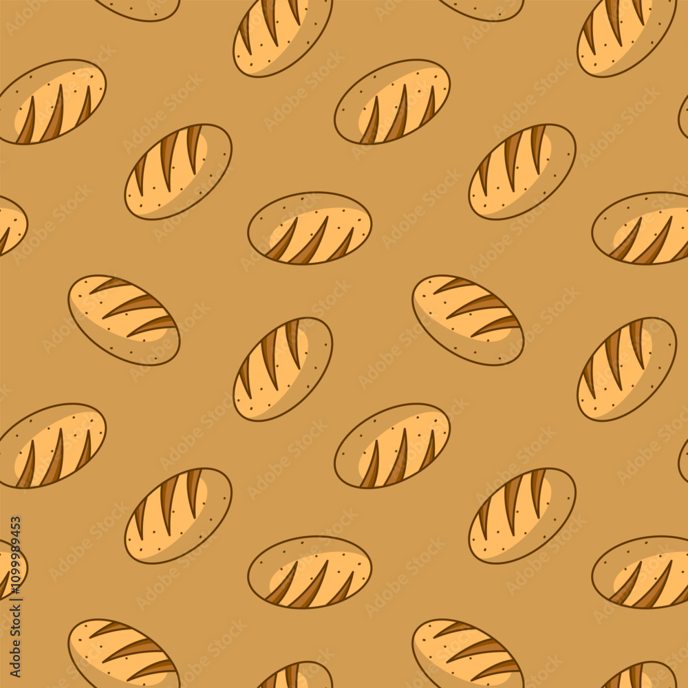 Obraz premium Bread pattern background. seamless pattern of bread. bakery theme pattern. seamless pattern with breads. bread pattern illustration.