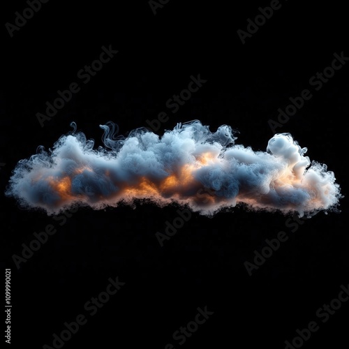 small and wide coffee smoke effext in black background, realistic, 4K photo