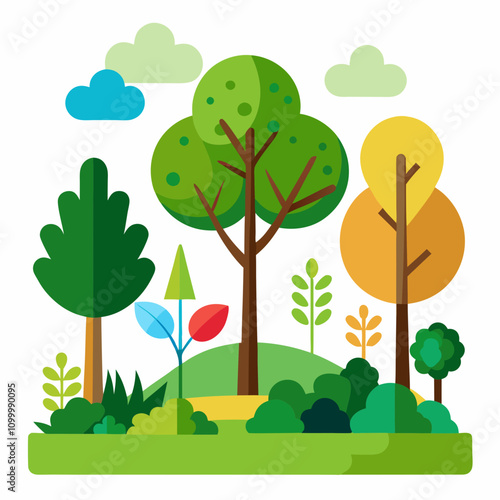 Trees & nature vector illustration on white background