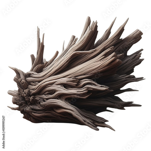 Artistic Driftwood Sculpture with Intricate Textures and Natural Beauty