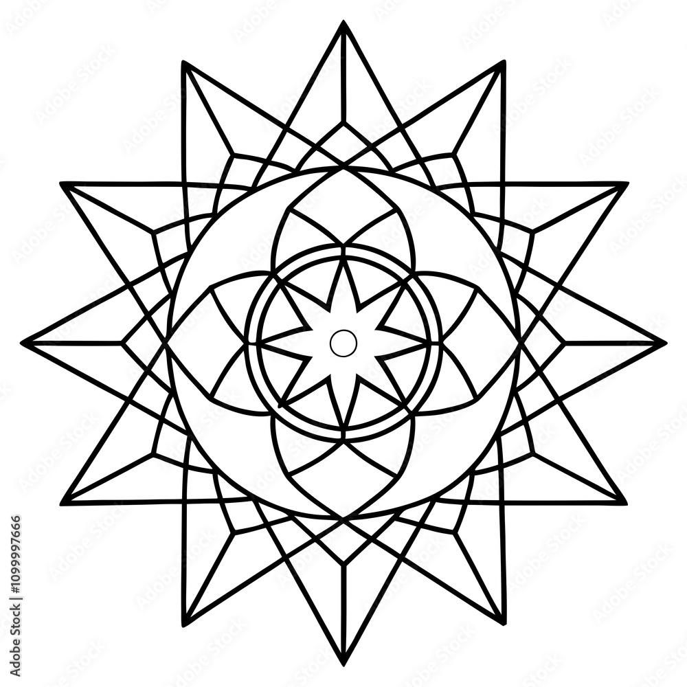 Fototapeta premium Sacred Geometry Mandala Line Art Vector