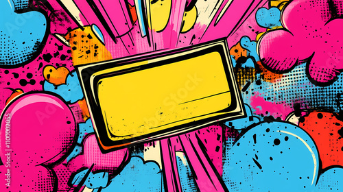 Comic-style abstract message box. Popart. Illustration photo