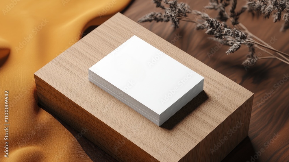 Fototapeta premium Simple and elegant business card mockup with minimalist stationery elements, emphasizing sleek design and clean typography for professional branding