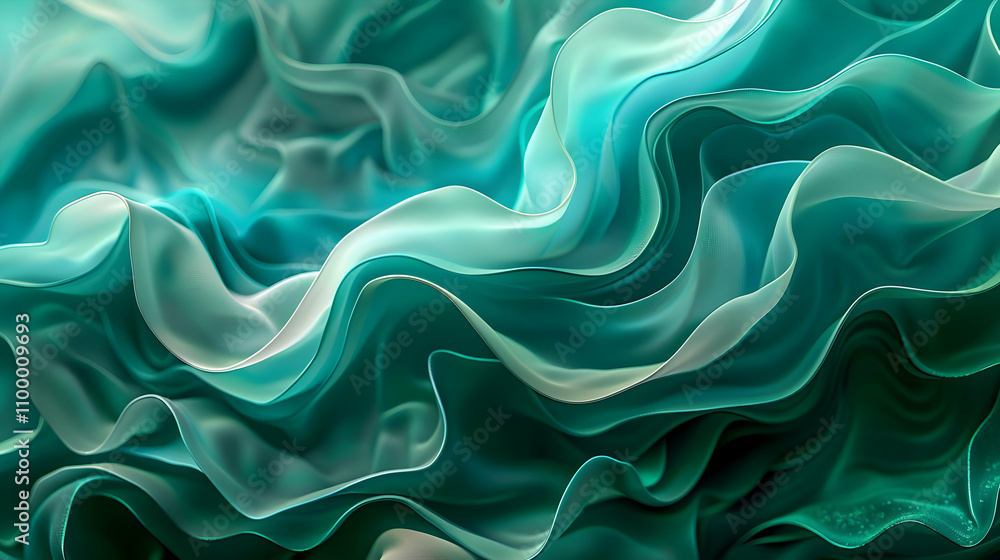 Obraz premium Teal Abstract 3D Wave Background Illustration