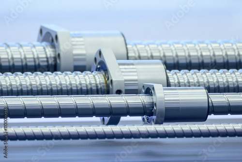 Closeup scene the spare parts lead ball screw set. photo